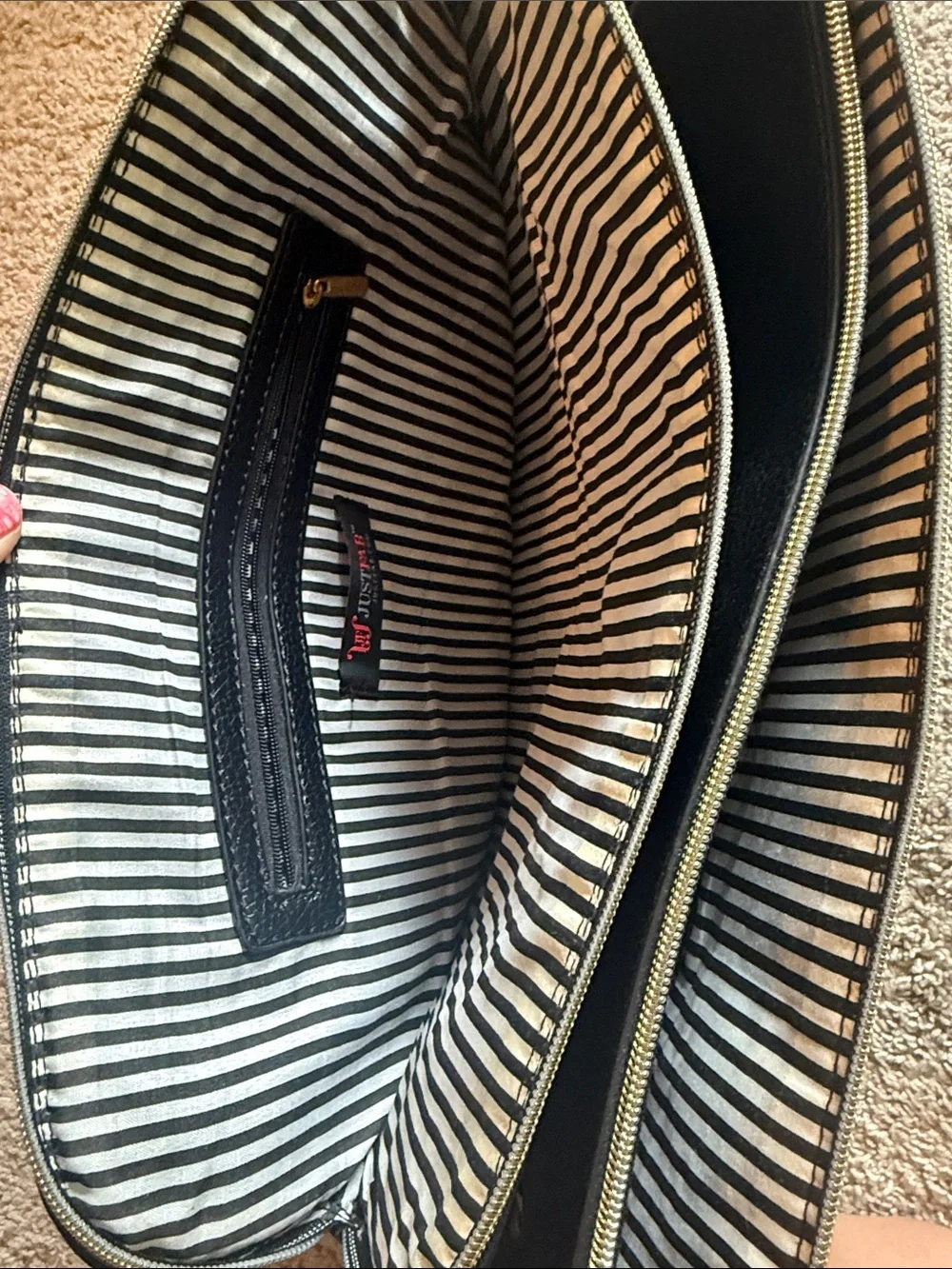 JustFab Black Pebbled Leather Tote with Gold Hardware